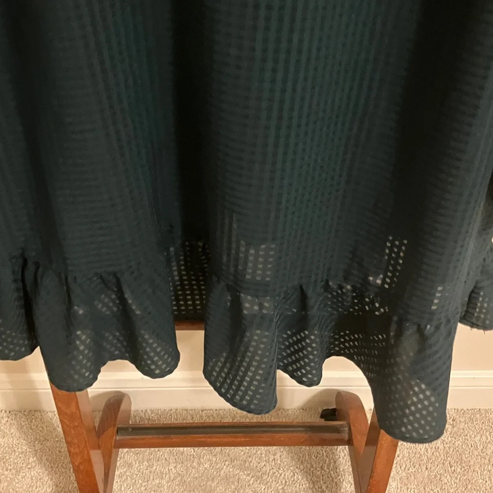 A New Day Elegant Dark Green Blouse with Ruffles